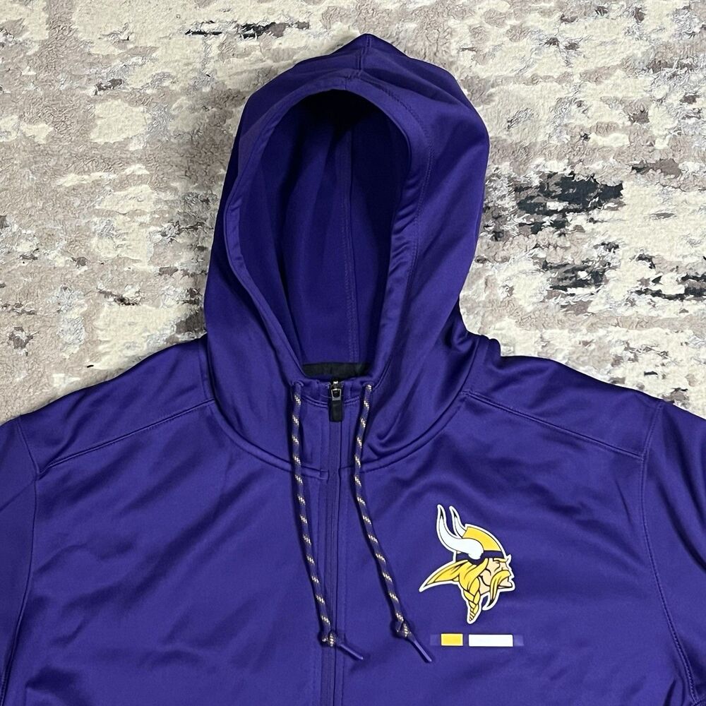 Minnesota Vikings Hoodie Mens 2XL Purple Nike On Field Dri Fit Full Zip NFL - Picture 10 of 11